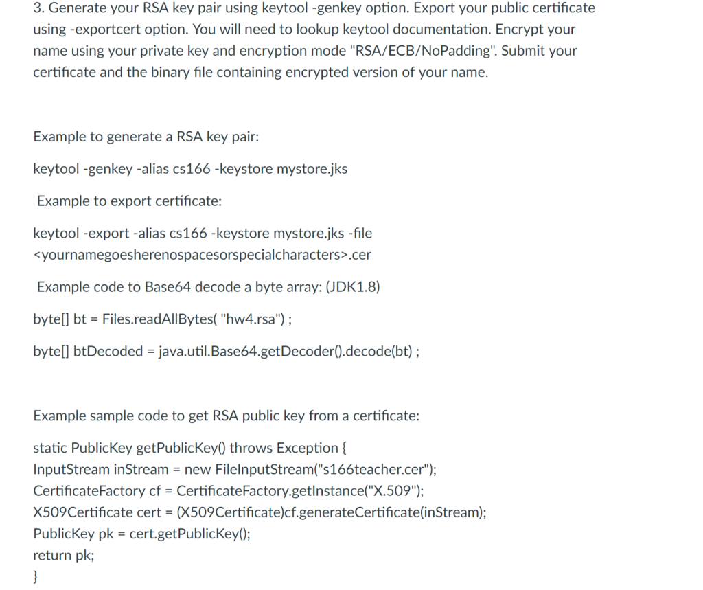 Generate rsa public private key with certificates